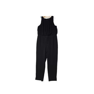 White House Black Market Black Pleated Blouson Jumpsuit Womens 12 Sleeveless